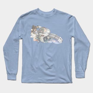 Overwatch Tracer on a hoverbike Long Sleeve T-Shirt